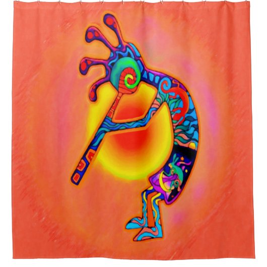 Kokopelli Lizard Sun Shower Curtain Douchegordijn (Voorkant)