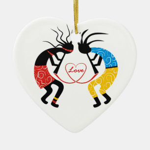 Kokopelli Love Keramisch Ornament