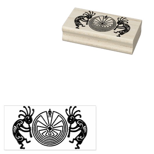 KOKOPELLI / MAN IN DE MAZE Gold + uw ideeën Rubberstempel (Gestempeld)