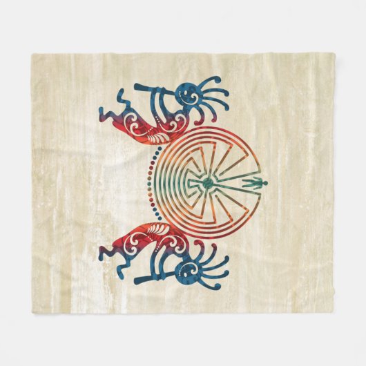 KOKOPELLI / MAN IN DE MAZE + uw ideeën Fleece Deken (Voorkant (Horizontaal))