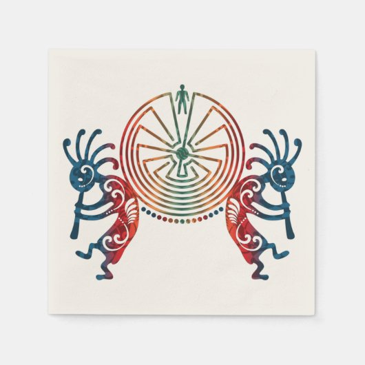KOKOPELLI / MAN IN DE MAZE + uw ideeën Servetten (Voorkant)