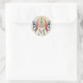 KOKOPELLI / MAN IN DE MAZE + uw monogram Ronde Sticker (Tas)