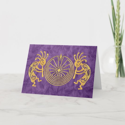 KOKOPELLI/MAN IN HET GOUD VAN HET LABYRINT + uw Kaart (Voorkant)
