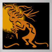 Kokopelli Merrymaker Musician with Moon Poster (Voorkant)