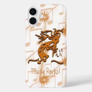 Kokopelli Merrymaker Musician with Musical Notes iPhone 16 Plus Hoesje