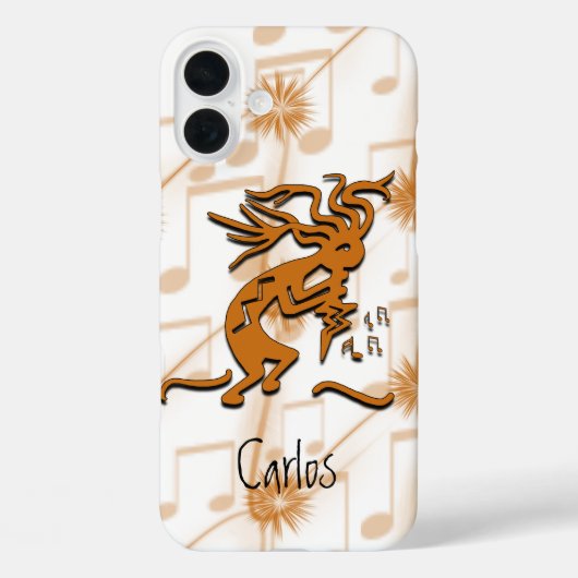 Kokopelli Merrymaker Musician with Musical Notes Case-Mate iPhone Case (Achterkant)