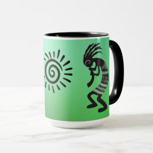 Kokopelli met een Native American Sun-symbool Mok