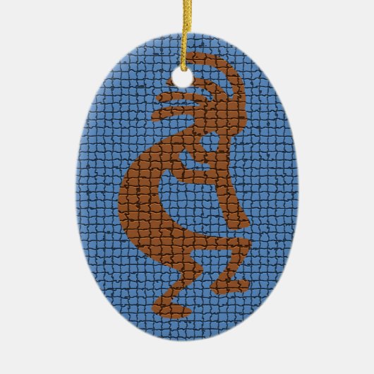 Kokopelli met Flute Mosaic Tiled Pattern Keramisch Ornament (Voorkant)