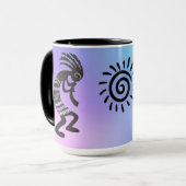 Kokopelli met het inheemse Amerikaanse zonnesymboo Mok (Voorkant links)