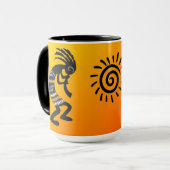 Kokopelli met het inheemse Amerikaanse zonnesymboo Mok (Voorkant links)