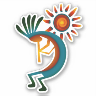 Kokopelli met Sun 4-inch vinylSticker Sticker