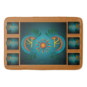 Kokopelli met Sun Blauwgroen Design 3 Badmat