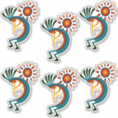 Kokopelli met Sun Group of 6 Vinyl Sticker (Voorkant)