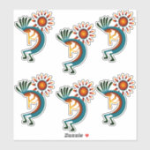 Kokopelli met Sun Group of 6 Vinyl Sticker (Vel)