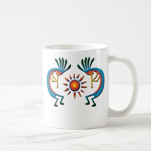 Kokopelli met Sun Southwest-Mok Koffiemok (Rechts)