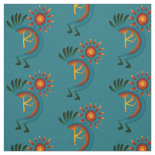 Kokopelli met Sun Turquoise Stof