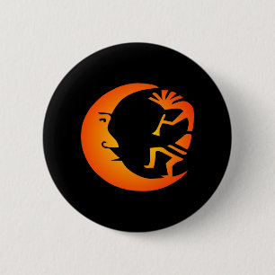 Kokopelli Moon-Black Ronde Button 5,7 Cm