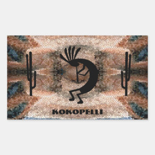 Kokopelli-mozaïek van de zuidwestelijke woestijn rechthoekige sticker
