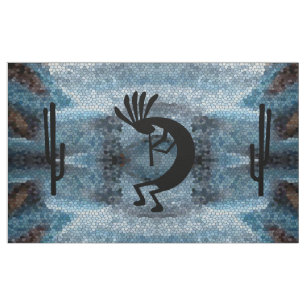 Kokopelli-mozaïekblauw Stof
