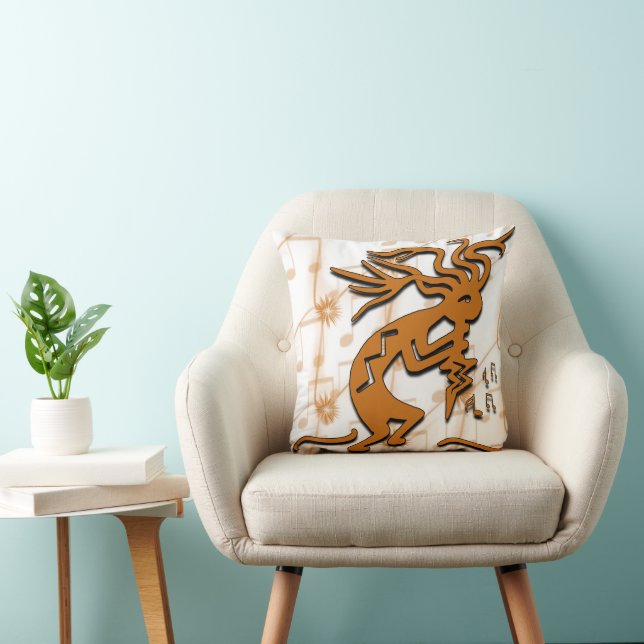 Kokopelli Musician naar rechts Kussen (Stoel)