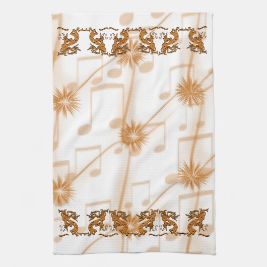 Kokopelli-musicus links en rechts theedoek (Verticaal)