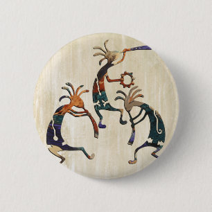 KOKOPELLI musicus trio + jouw ideeën Ronde Button 5,7 Cm