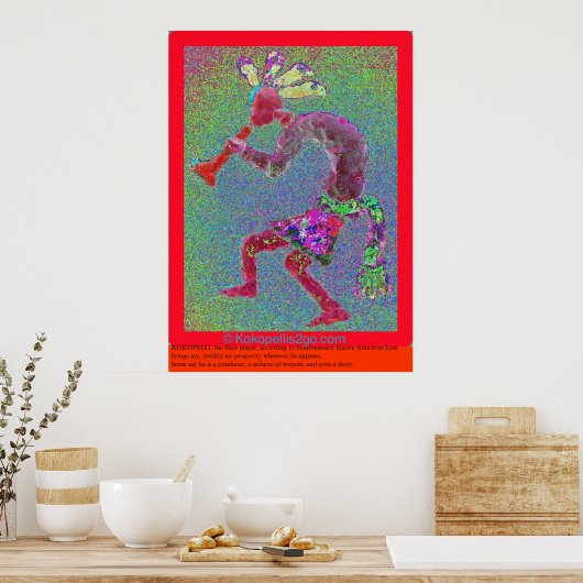 KOKOPELLI MYSTICAL RED GRENDER POSTER (Keuken)