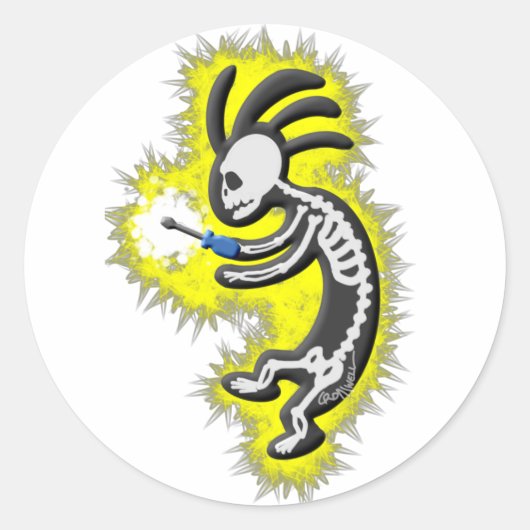 Kokopelli Native American Electricia Ronde Sticker (Voorkant)