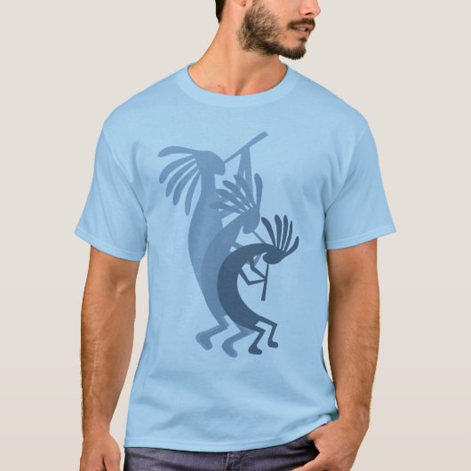 Kokopelli Obtient Musique Mens Blue Tshirt (Devant)