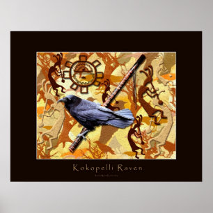 KOKOPELLI RAVEN Art Poster
