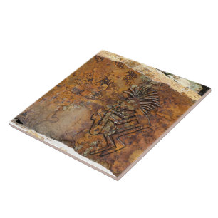 Kokopelli Saxaphone Player Petroglyph Tegeltje