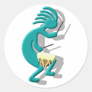 Kokopelli Snare Drum Ronde Sticker