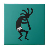 Kokopelli Southwest Blauwgroen en zwart Tegeltje (Voorkant)