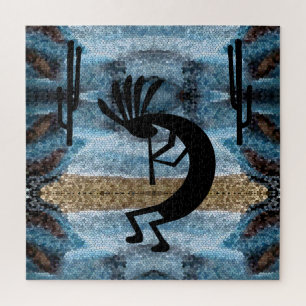 Kokopelli Southwest Desert Mosaic Blue 20 x 20 inc Legpuzzel