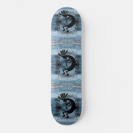 Kokopelli Southwest Desert Mosaic Blue Skateboard (Voorkant)