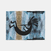 Kokopelli Southwest Desert Mosaic Blue Small Fleece Deken (Voorkant (Horizontaal))
