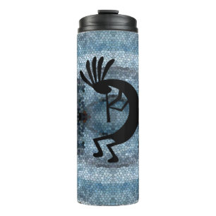 Kokopelli Southwest Desert Mosaic Blue Thermosbeker