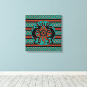 Kokopelli Southwest Turquoise Canvas Wall Art (Insitu (Houten vloer))