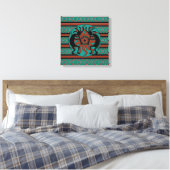 Kokopelli Southwest Turquoise Canvas Wall Art (Insitu (Slaapkamer))