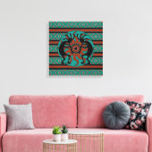 Kokopelli Southwest Turquoise Canvas Wall Art Afdruk (Insitu (Woonkamer))