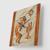 Kokopelli speelt de fluit-muur vierkante klok (Hoek)
