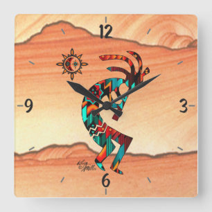 Kokopelli Square Wall Clock Vierkante Klok