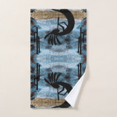 Kokopelli Sud-Ouest Désert Mosaïque bleue 2 (Serviette à main)