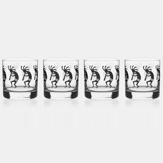 Kokopelli Sud-Ouest Noir Et Blanc Peut Verre (Dos)