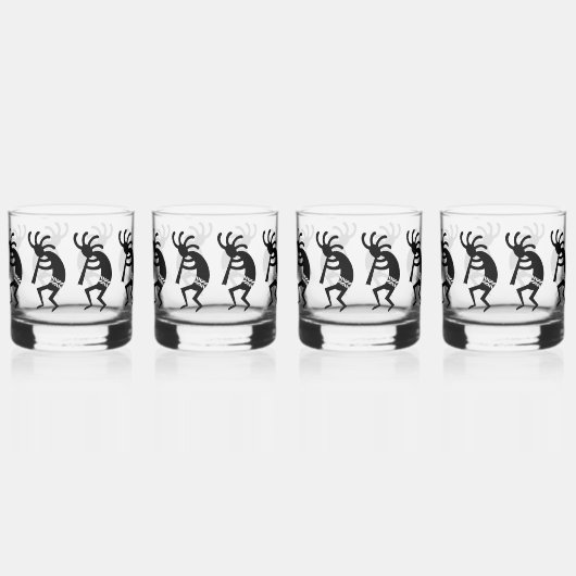 Kokopelli Sud-Ouest Noir Et Blanc Peut Verre (Gauche)