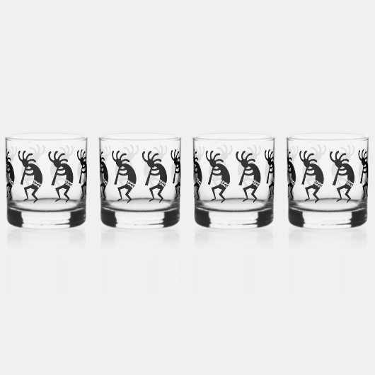 Kokopelli Sud-Ouest Noir Et Blanc Peut Verre (Droite)
