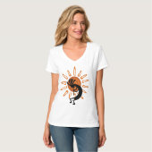 Kokopelli Sun Dames V-nek T-shirt (Voorkant volledig)