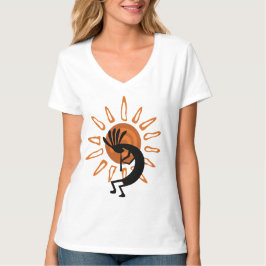 Kokopelli Sun Dames V-nek T-shirt