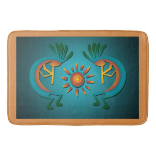 Kokopelli Sun Southwest Turquoise Badmat