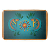 Kokopelli Sun Southwest Turquoise Bath Mat (Voorkant)
